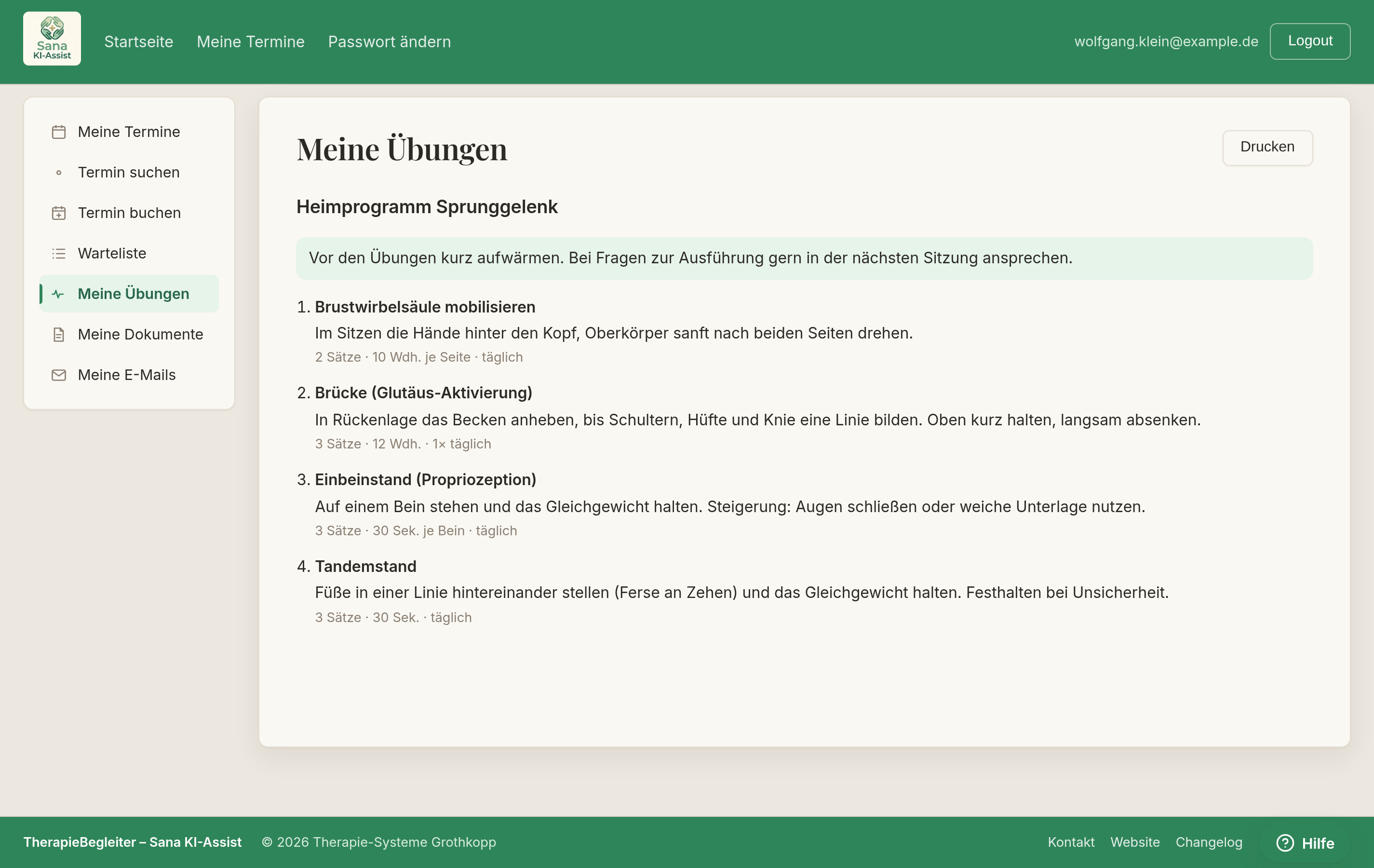 Patientenportal: Meine Übungen